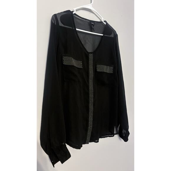 Women's Button-Down Long Sleeve Blouse All Seasons Collection Size M Black - Picture 4 of 6